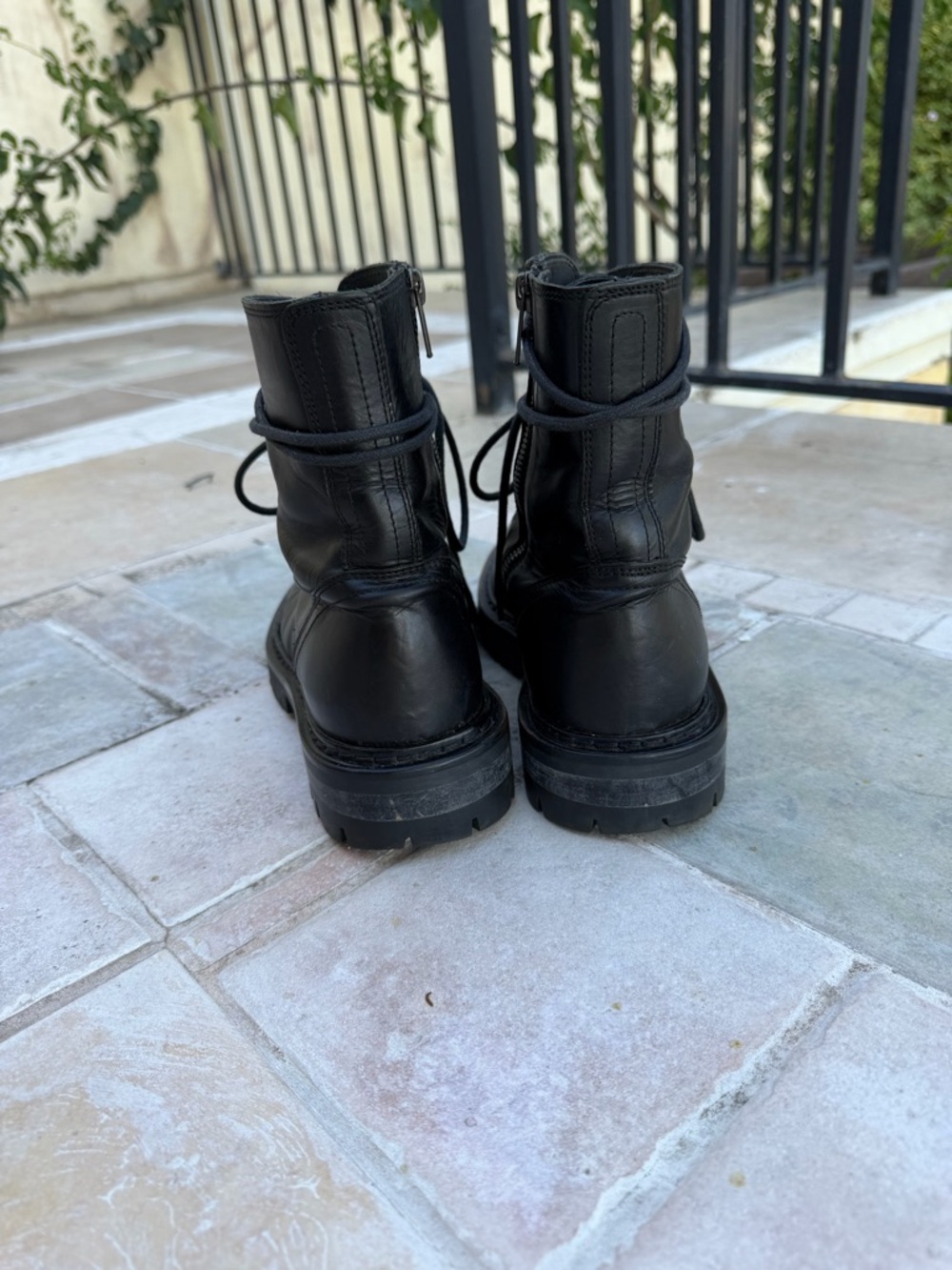 Ann Demeulemeester Black Leather Lace-Up Combat Boots - Picture 6 of 7